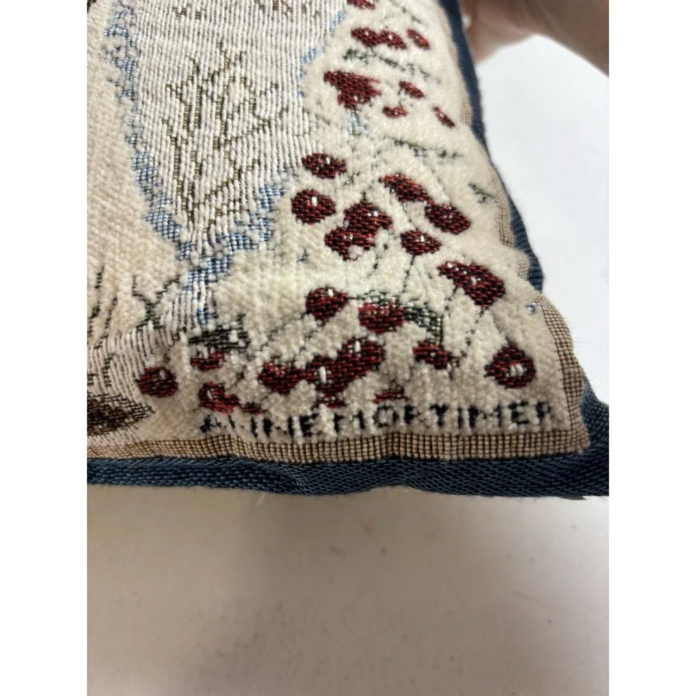 Vintage Holiday Winter Snowman Pillow Tapestry Cat Kitten Anne Mortimer 12